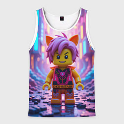 Майка-безрукавка мужская Роблокс с фиолетовыми волосами, цвет: 3D-белый