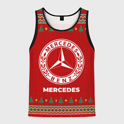 Майка-безрукавка мужская Mercedes new year, цвет: 3D-черный