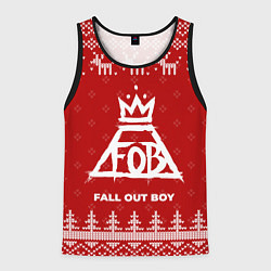 Мужская майка без рукавов Новогодний Fall Out Boy с оленями