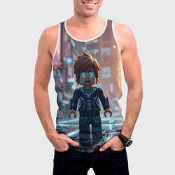 Майка-безрукавка мужская Roblox испуганный человечек, цвет: 3D-белый — фото 2