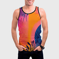 Майка-безрукавка мужская Векторная абстракция с растениями - нейросеть, цвет: 3D-черный — фото 2
