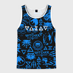 Майка-безрукавка мужская The Witcher logo pattern, цвет: 3D-белый
