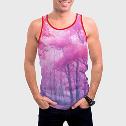 Майка-безрукавка мужская Розовый лес, цвет: 3D-красный — фото 2