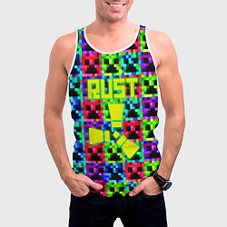 Майка-безрукавка мужская Minecraft x rust, цвет: 3D-белый — фото 2