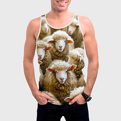 Майка-безрукавка мужская Стадо овец, цвет: 3D-белый — фото 2