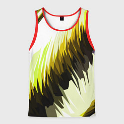 Майка-безрукавка мужская Чёрно-жёлтые острые полосы на белом фоне, цвет: 3D-красный