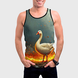 Майка-безрукавка мужская Гусь в огне, цвет: 3D-черный — фото 2