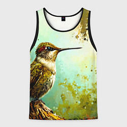 Майка-безрукавка мужская Колибри птичка, цвет: 3D-черный