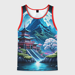 Мужская майка без рукавов Пейзаж Японии и горы