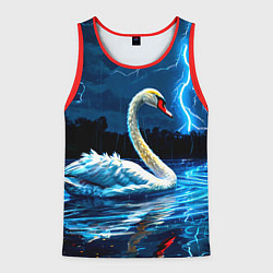 Мужская майка без рукавов Лебедь на пруду в гразу