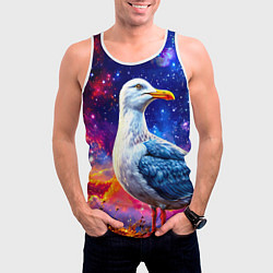 Майка-безрукавка мужская Чайка и космос, цвет: 3D-белый — фото 2
