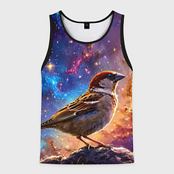 Мужская майка без рукавов Воробей в космосе