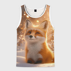 Мужская майка без рукавов Рыжая лисичка в снежном лесу