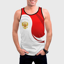 Майка-безрукавка мужская Россия - красный и белый, цвет: 3D-черный — фото 2