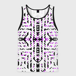 Майка-безрукавка мужская Чёрно-фиолетовые диагональные полосы на белом фоне, цвет: 3D-черный