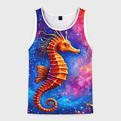 Мужская майка без рукавов Морской конек в космосе