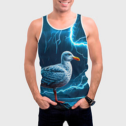 Майка-безрукавка мужская Чайка и молния, цвет: 3D-белый — фото 2