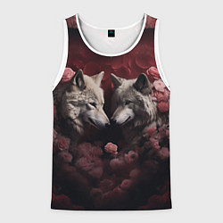 Мужская майка без рукавов Волк и волчица в сердце
