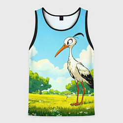 Мужская майка без рукавов Аист в лесу