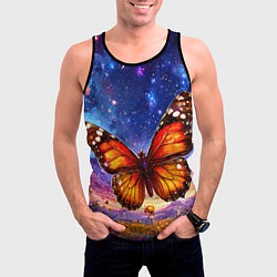 Майка-безрукавка мужская Бабочка в космосе, цвет: 3D-черный — фото 2