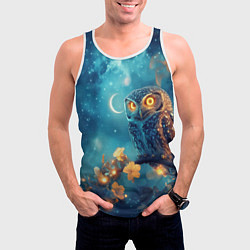 Майка-безрукавка мужская Сова на ветке дерева, цвет: 3D-белый — фото 2