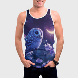Майка-безрукавка мужская Сова и ночное небо, цвет: 3D-белый — фото 2