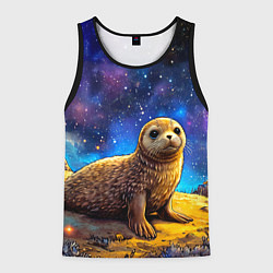 Мужская майка без рукавов Тюлень в космосе