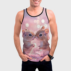 Майка-безрукавка мужская Белочки целуются, цвет: 3D-черный — фото 2