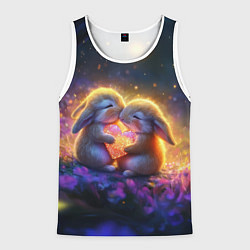 Майка-безрукавка мужская Влюбленные зайчики, цвет: 3D-белый