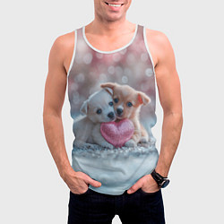 Майка-безрукавка мужская Милые щенята с сердечком, цвет: 3D-белый — фото 2