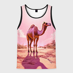 Мужская майка без рукавов Верблюд в розовой пустыне