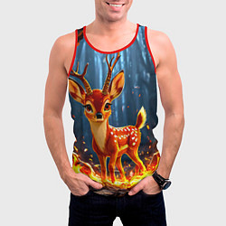 Майка-безрукавка мужская Олененок в огне, цвет: 3D-красный — фото 2