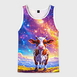 Мужская майка без рукавов Коровка и звездное небо