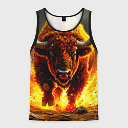 Мужская майка без рукавов Буйвол в огне