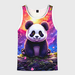 Мужская майка без рукавов Панда и космическое небо