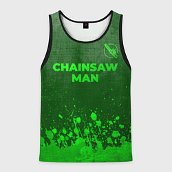 Майка-безрукавка мужская Chainsaw Man - green gradient посередине, цвет: 3D-черный