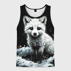 Мужская майка без рукавов Песец на черном