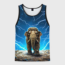 Мужская майка без рукавов Мамонт и разряды молний