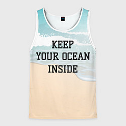 Майка-безрукавка мужская Keep your ocean inside, цвет: 3D-белый