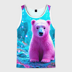 Мужская майка без рукавов Белый розовый медведь