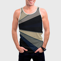 Майка-безрукавка мужская Фрактальные линии - темный, цвет: 3D-белый — фото 2