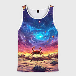 Мужская майка без рукавов Краб смотрит в космос