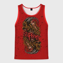 Майка-безрукавка мужская Слипкнот гранж рога, цвет: 3D-красный
