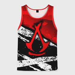 Мужская майка без рукавов Assassins creed: shadows - красная абстракция