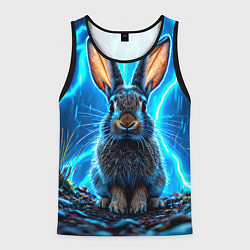 Мужская майка без рукавов Заяц в разрядах молний
