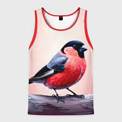 Мужская майка без рукавов Снегирь на розовом