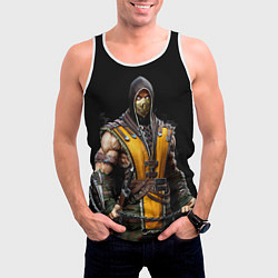 Майка-безрукавка мужская Mortal kombat - Scorpion, цвет: 3D-белый — фото 2