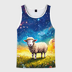 Мужская майка без рукавов Овечка и звездное небо