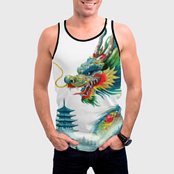 Майка-безрукавка мужская Japanese watercolor dragon - art, цвет: 3D-черный — фото 2