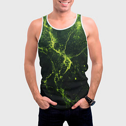 Майка-безрукавка мужская Зеленые волокна - текстура, цвет: 3D-белый — фото 2